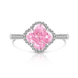 Colored Gemstone Ice Flower Cutting Clover Ring, Sparkling High Carbon Diamond Ring