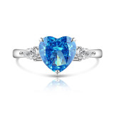 Colored Gemstone Ice Flower Diamond Love Ring Female Inlaid High Carbon Diamond Ring