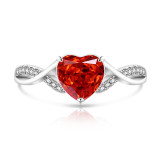 Colored Gemstone Ice Flower Cut Love Ring Super Flash Papalacha High Carbon Diamond Heart Ring