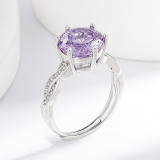 Women's Colored Gemstone Ring with Violet High-Carbon Diamond Inlay Jewelry