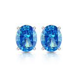 Colored Gemstone Ice Flower Cut Pigeon Egg Earnail Inlaid with Super Flash High Carbon Diamond Ear Jewelry