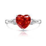 Colored Gemstone Ice Flower Diamond Love Ring Female Inlaid High Carbon Diamond Ring