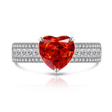 Ice Flower Cut Color Treasure Love Ring Set with Super Flash High Carbon Diamond Papalacha Ring
