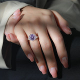 Women's Colored Gemstone Ring with Violet High-Carbon Diamond Inlay Jewelry