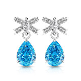 Colored Gemstone Ice Flower Cut Butterfly Knot Earnail Inlay Sparkling Papalacha High Carbon Diamond Pear shaped Earaccessory