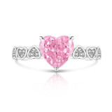 Colored Gemstone Ice Flower Cutting Love Ring Sparkling High Carbon Diamond Heart Ring