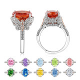 Ice flower cut high carbon diamond pigeon egg ring women's colorful treasure zircon color separation jewelry