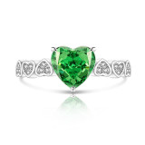 Colored Gemstone Ice Flower Cutting Love Ring Sparkling High Carbon Diamond Heart Ring
