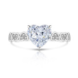 Colored Gemstone Ice Flower Cutting Love Ring Sparkling High Carbon Diamond Heart Ring