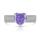 Ice Flower Cut Color Treasure Love Ring Set with Super Flash High Carbon Diamond Papalacha Ring