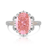 Ice flower cut high carbon diamond pigeon egg ring women's colorful treasure zircon color separation jewelry