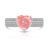 Ice Flower Cut Color Treasure Love Ring Set with Super Flash High Carbon Diamond Papalacha Ring