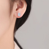 Colored Gemstone Ice Flower Cut Pigeon Egg Earnail Inlaid with Super Flash High Carbon Diamond Ear Jewelry