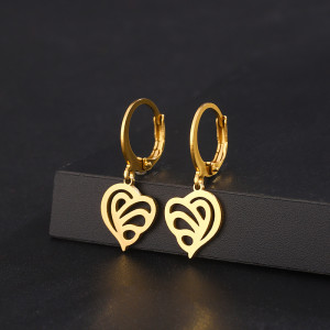 Stainless steel heart-shaped peach heart earrings, butterfly gold earrings, flower earrings, personalized earrings
