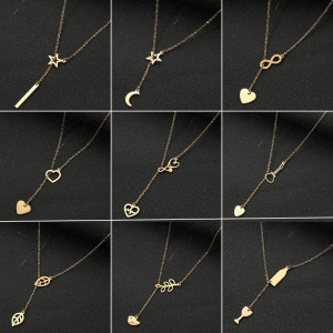 18K gold electroplated geometric heart star necklace, red wine glass, wine bottle necklace, necklace accessories for women