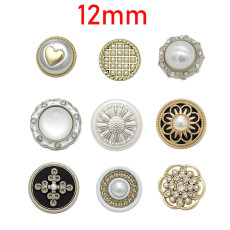 12mm  Snap buttons Flower Pearl rose  rhinestone Metal