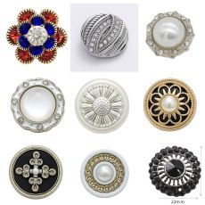 Flower Pearl rose  rhinestone Metal 20MM Snap buttons