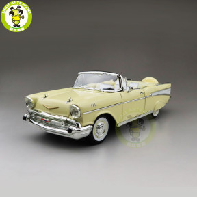 1/18 1957 Chevrolet BEL AIR Convertible Road Signature Diecast Model Car Toys Boys Girls Gift Yellow