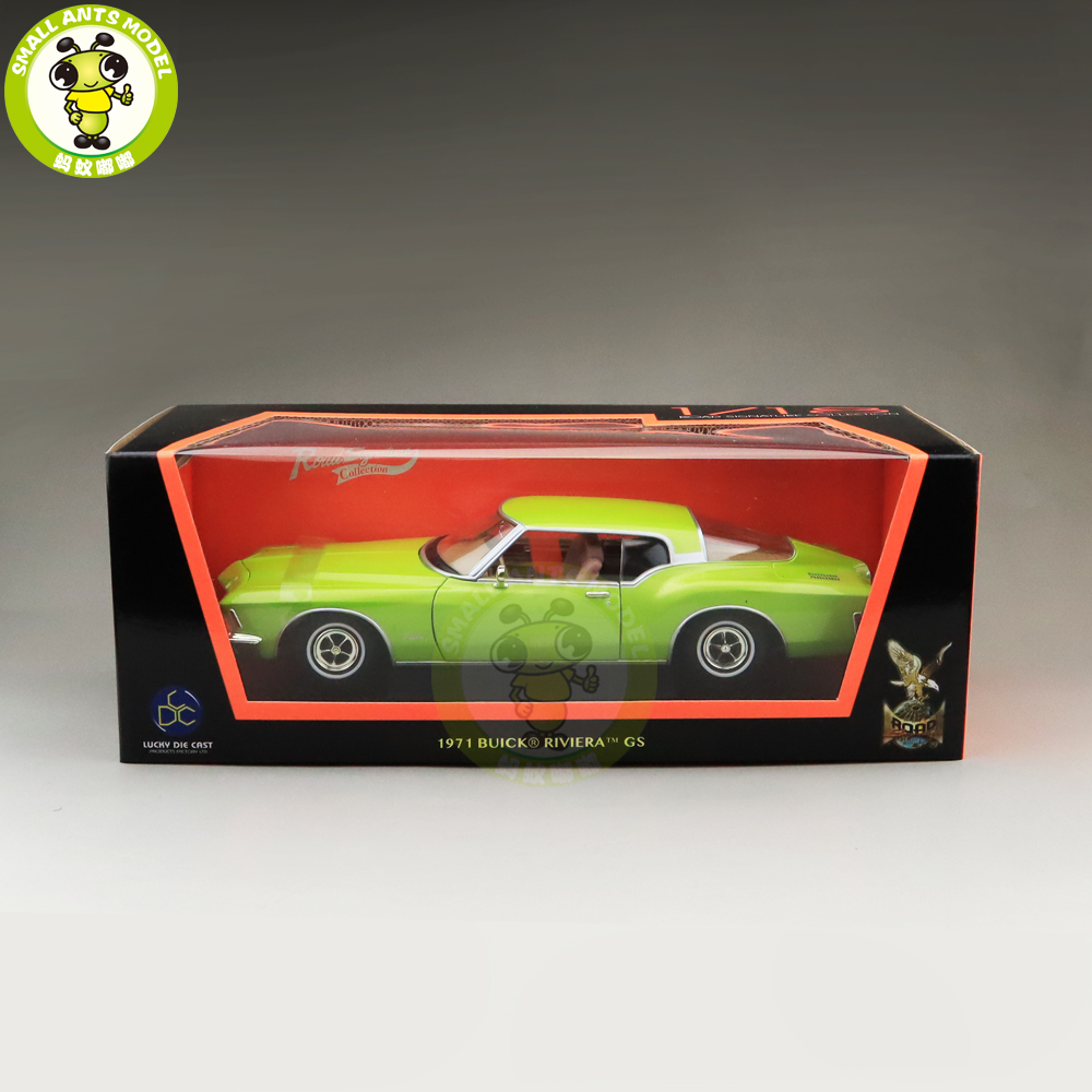 No483ミニカー1/18箱なし1971 Buick Riviera GS 1971 Buick Riviera GS Green 1/18 Diecast Model Car by Road
