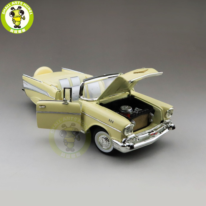 1/18 1957 Chevrolet BEL AIR Convertible Road Signature Diecast Model Car Toys Boys Girls Gift Yellow