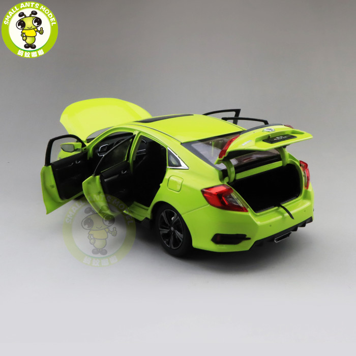 1/18 Honda CIVIC 10th generation 2019 Diecast Metal Car Model Toys For Kids Boy Girl Gift Collection Hobby Green