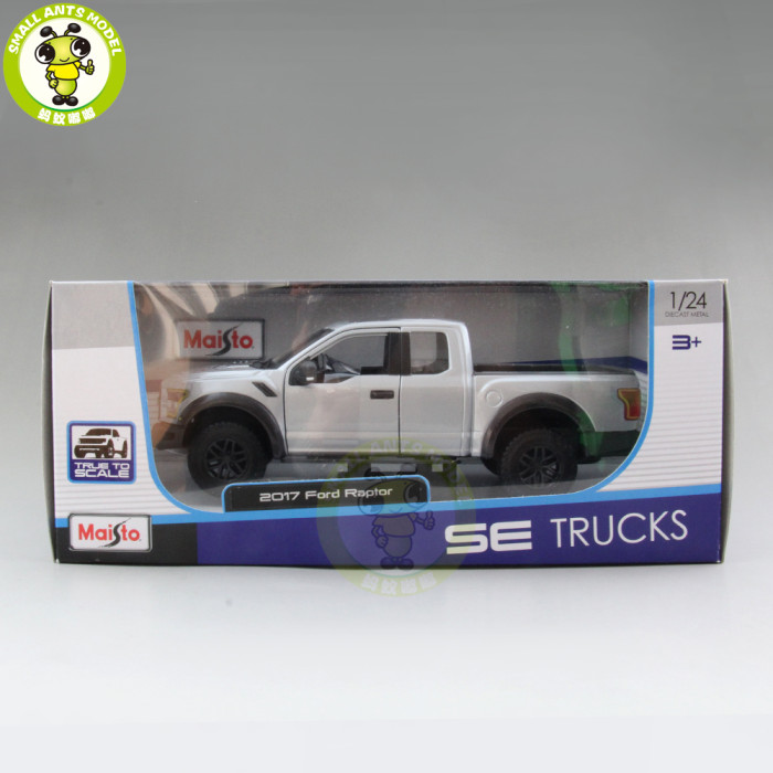 1/24 Ford F150 F 150 Raptor 2017 Trucks Pickup Diecast Metal Car Model Toys for kids Boy Girl Gift Collection Maisto Silver