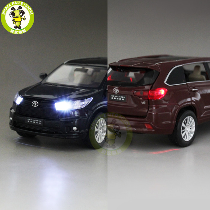 1/32 JACKIEKIM Toyota Highlander 2015 Diecast Metal Model CAR Toys for kids children Sound Lighting Pull Back gifts
