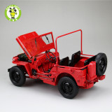 1:18 1/4 Ton US ARMY WILLYS JEEP TOP DOWN Diecast Car Toys Model Welly Red