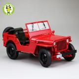 1:18 1/4 Ton US ARMY WILLYS JEEP TOP DOWN Diecast Car Toys Model Welly Red