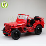 1:18 1/4 Ton US ARMY WILLYS JEEP TOP DOWN Diecast Car Toys Model Welly Red