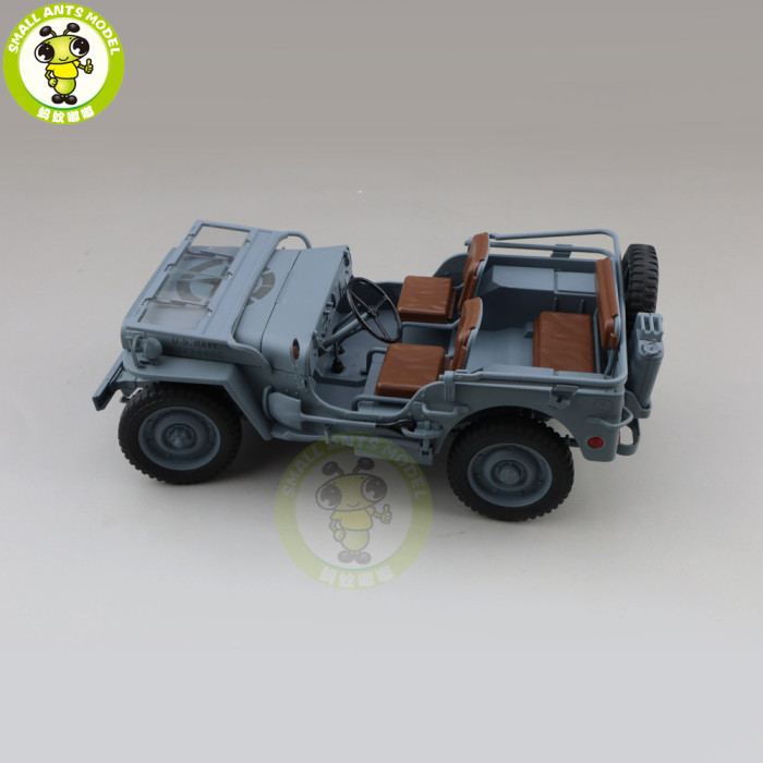 1/18 WELLY 1/4 Ton US ARMY WILLYS JEEP TOP DOWN Diecast Car Model Toys KIDS BOY GIRL GIFTS Gray