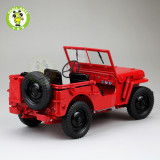 1:18 1/4 Ton US ARMY WILLYS JEEP TOP DOWN Diecast Car Toys Model Welly Red