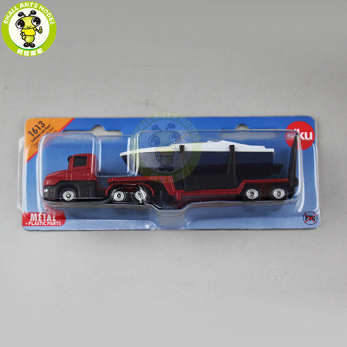 SIKU 1610 1611 1613 1616 Truck Trailer Low Loader with Excavator Bulldozer Yacht Helicopter Diecast Car Model Toys for kids gift
