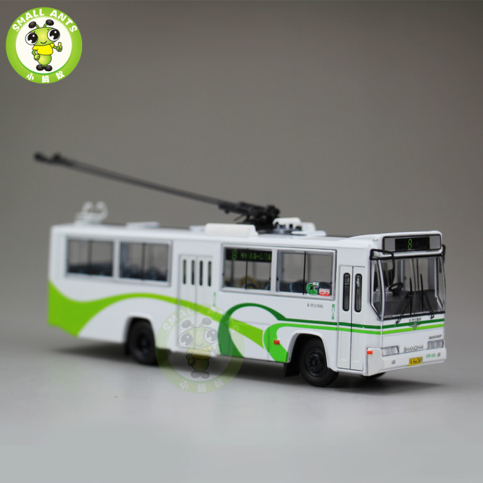 1/76 ShangHai Brand Trolleybus Bus Diecast Bus Car Model Toys Kids Gifts