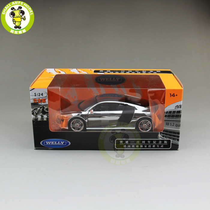 1/24 Welly Audi R8 V10 Racing Car Diecast Model Car Toys Boys Girls Gifts