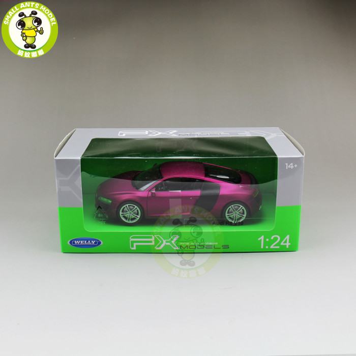 1/24 Welly Audi R8 V10 Racing Car Diecast Model Car Toys Boys Girls Gifts