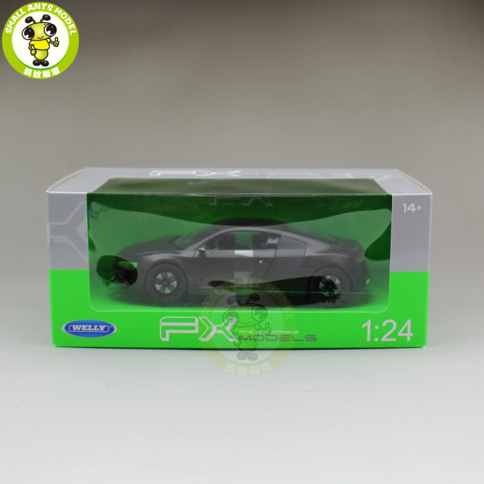 1/24 Welly Audi R8 V10 Racing Car Diecast Model Car Toys Boys Girls Gifts