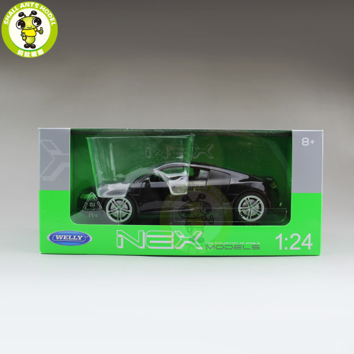 1/24 Welly Audi R8 V10 Racing Car Diecast Model Car Toys Boys Girls Gifts