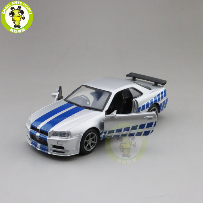 1/36 JACKIEKIM Nissan GT-R GT R R34 Diecast Model Racing Car Toys Kids Gifts
