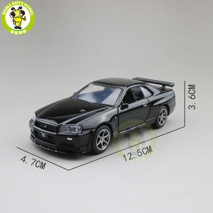 1/36 JACKIEKIM Nissan GT-R GT R R34 Diecast Model Racing Car Toys Kids Gifts
