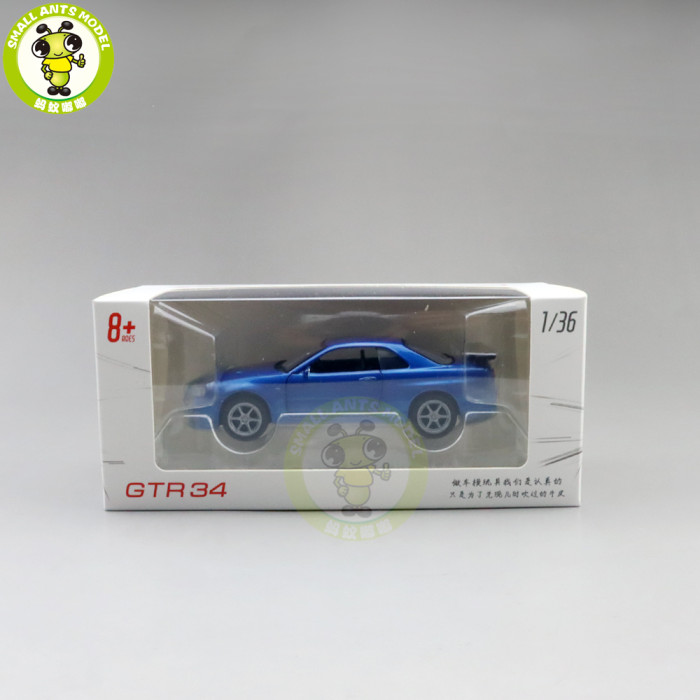 1/36 JACKIEKIM Nissan GT-R GT R R34 Diecast Model Racing Car Toys Kids Gifts