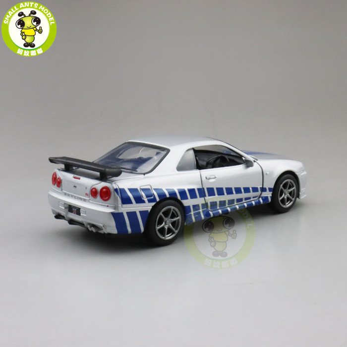 1/36 JACKIEKIM Nissan GT-R GT R R34 Diecast Model Racing Car Toys Kids Gifts