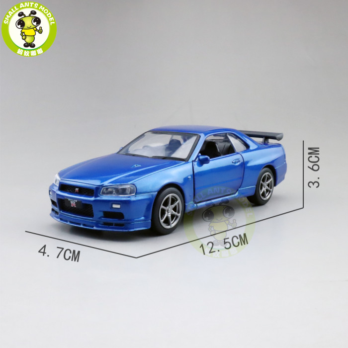 1/36 JACKIEKIM Nissan GT-R GT R R34 Diecast Model Racing Car Toys Kids Gifts
