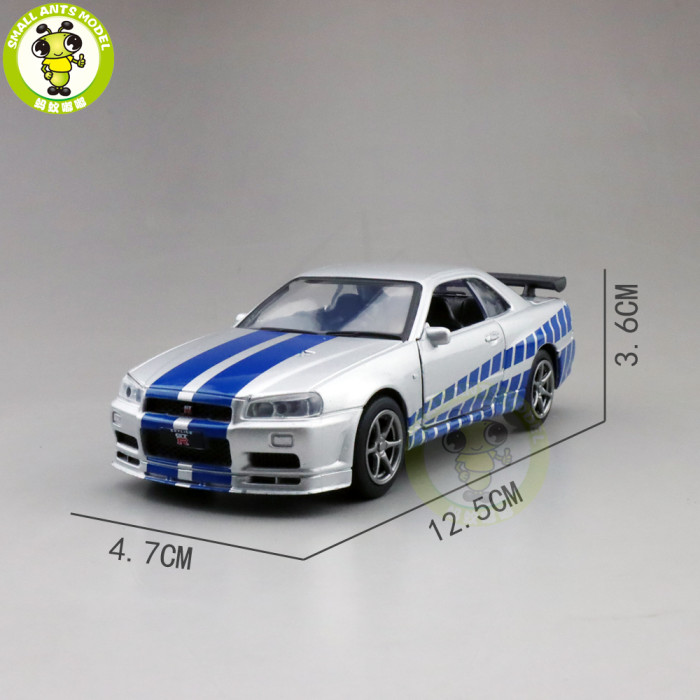 1/36 JACKIEKIM Nissan GT-R GT R R34 Diecast Model Racing Car Toys Kids Gifts