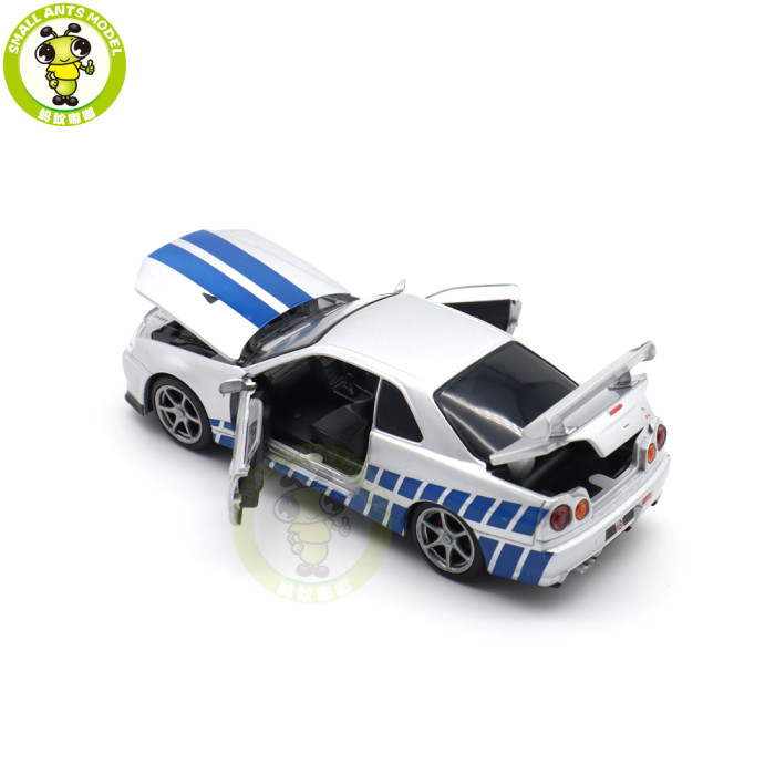 1/32 Nissan GT-R GT R R34 JKM Diecast Model Racing Car Toys Boys Kids Gifts