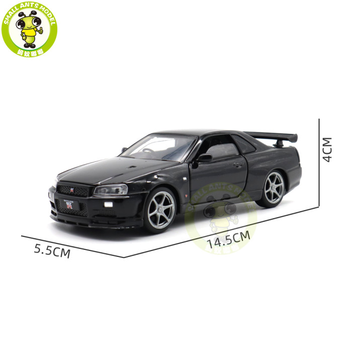 1/32 Nissan GT-R GT R R34 JKM Diecast Model Racing Car Toys Boys Kids Gifts