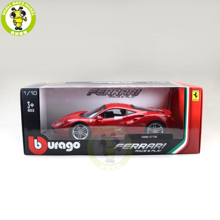 1/18 Ferrari 488 GTB Bburago 16008 Diecast Model Car Toys Boys Girls Gifts