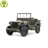 1/18 WELLY 1/4 Ton US ARMY WILLYS JEEP TOP DOWN Diecast Car Model Toys Army Green