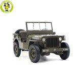1/18 WELLY 1/4 Ton US ARMY WILLYS JEEP TOP DOWN Diecast Car Model Toys Army Green