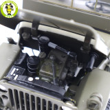 1/18 WELLY 1/4 Ton US ARMY WILLYS JEEP TOP DOWN Diecast Car Model Toys Army Green